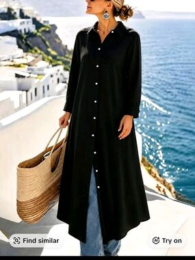 Women’s Black Button-Front Shirt Dress
